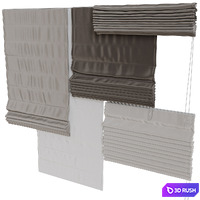 Set of Roman blinds_3 3D Model Vray, Corona