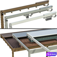 Metal pergola gazebo canopy with awning 3D Model Vray, Corona