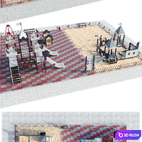 Playground children's town 3D Model Vray, Corona