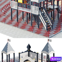 Playground children's town 3D Model Vray, Corona
