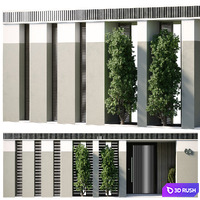 Door Outdoor entrance and fence and garden 01 3D Model Vray, Corona