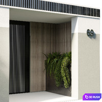 Door Outdoor entrance and fence and garden 01 3D Model Vray, Corona