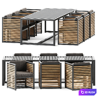 Outdoor Table and Armchair Dna teak by Gandia Blasco / Outdoor furniture 3D Model Corona