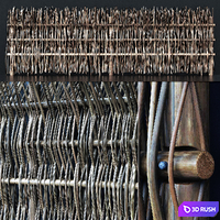 Fence branch wood village n1 / Village branch fence №1 3D Model Vray, Corona
