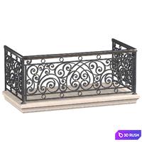 Classic balcony Forged Fence 3D Model Vray, Corona