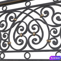 Classic balcony Forged Fence 3D Model Vray, Corona