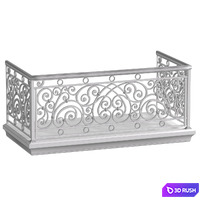 Classic balcony Forged Fence 3D Model Vray, Corona