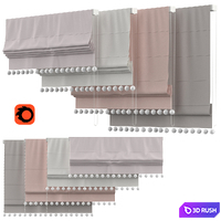 Roman Curtains 136 | Rh Baby &amp; child | POM-POM LINEN-COTTON ROMAN SHADE 3D Model Corona