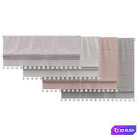 Roman Curtains 136 | Rh Baby &amp; child | POM-POM LINEN-COTTON ROMAN SHADE 3D Model Corona