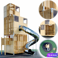 Children's play complex Tower. Playground 3D Model Vray, Corona