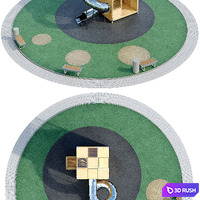 Children's play complex Tower. Playground 3D Model Vray, Corona