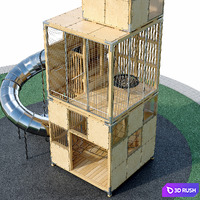 Children's play complex Tower. Playground 3D Model Vray, Corona