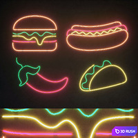 Light modules Set 61 Neon 3D Model Vray, Corona