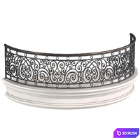 Classic Round balcony Forged Fence 3D Model Vray, Corona