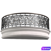 Classic Round balcony Forged Fence 3D Model Vray, Corona