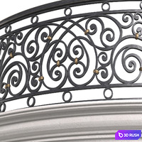 Classic Round balcony Forged Fence 3D Model Vray, Corona