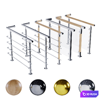 Stainless steel railing 01 3D Model Corona