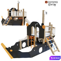 Childrens playground "Pirate ship" color set 3D Model