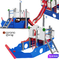 Childrens playground "Pirate ship" color set 3D Model Vray, Corona