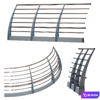 Metal bridge, deck fencing of the embankment 3D Model Vray, Corona