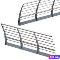 Metal bridge, deck fencing of the embankment 3D Model Vray, Corona