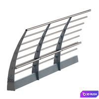 Metal bridge, deck fencing of the embankment 3D Model Vray, Corona