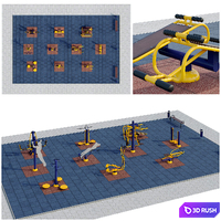 Sports ground with outdoor exercise trainers. Playground 3D Model Vray, Corona