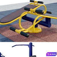 Sports ground with outdoor exercise trainers. Playground 3D Model Vray, Corona