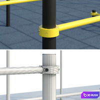 Sports ground with pull up bars. Playground 3D Model Vray, Corona