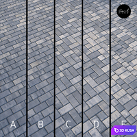 Set of 5 materials of colorful paving stones 3D Model Vray, Corona
