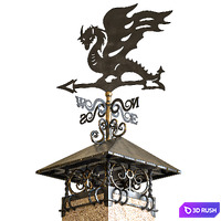 Chimney on a pipe with a weather vane 3D Model