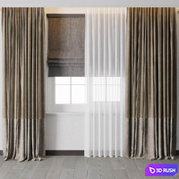 Hadi Curtain With Roman Blinds 56 3D Model Vray, Corona