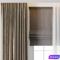 Hadi Curtain With Roman Blinds 56 3D Model Vray, Corona