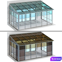 Metal glazed veranda terrace 3D Model Vray, Corona