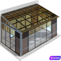 Metal glazed veranda terrace 3D Model Vray, Corona
