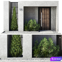 Door outdoor entrance and fence and garden 02 3D Model Vray, Corona