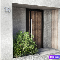 Door outdoor entrance and fence and garden 02 3D Model Vray, Corona