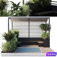 Landscape Furniture by pool with Pergola and Roof garden 08 3D Model Corona
