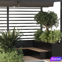 Landscape Furniture by pool with Pergola and Roof garden 08 3D Model Corona