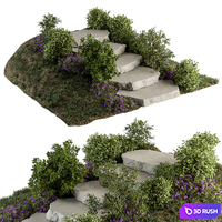 Landscape Furniture Rock stairs with Garden - Architect Element 56 3D Model Vray, Corona