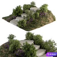 Landscape Furniture Rock stairs with Garden - Architect Element 56 3D Model Vray, Corona