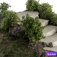 Landscape Furniture Rock stairs with Garden - Architect Element 56 3D Model Vray, Corona
