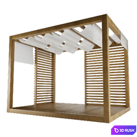 Wooden gazebo 001 3D Model Corona