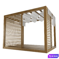 Wooden gazebo 001 3D Model Corona