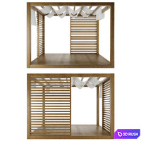 Wooden gazebo 001 3D Model Corona