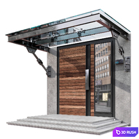 MODERN ENTRANCE WITH GLASS CANOPY NO3 3D Model Vray, Corona