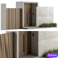 Outdoor Entrance and Fence 05 - Architecture Element 3D Model Vray, Corona