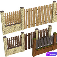 Wicket gate fence 3D Model Vray, Corona