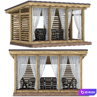 Arbor terrace veranda gazebo canopy 3D Model Vray, Corona