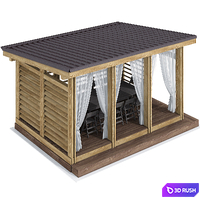 Arbor terrace veranda gazebo canopy 3D Model Vray, Corona